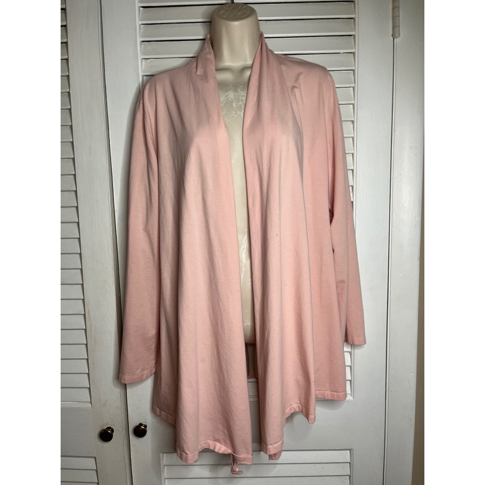 Simply Noelle Open Front Cardigan Lightweight Knit Sweater Pink Comfy Size L